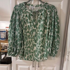 Current Air Green Leaf Pattern Blouse